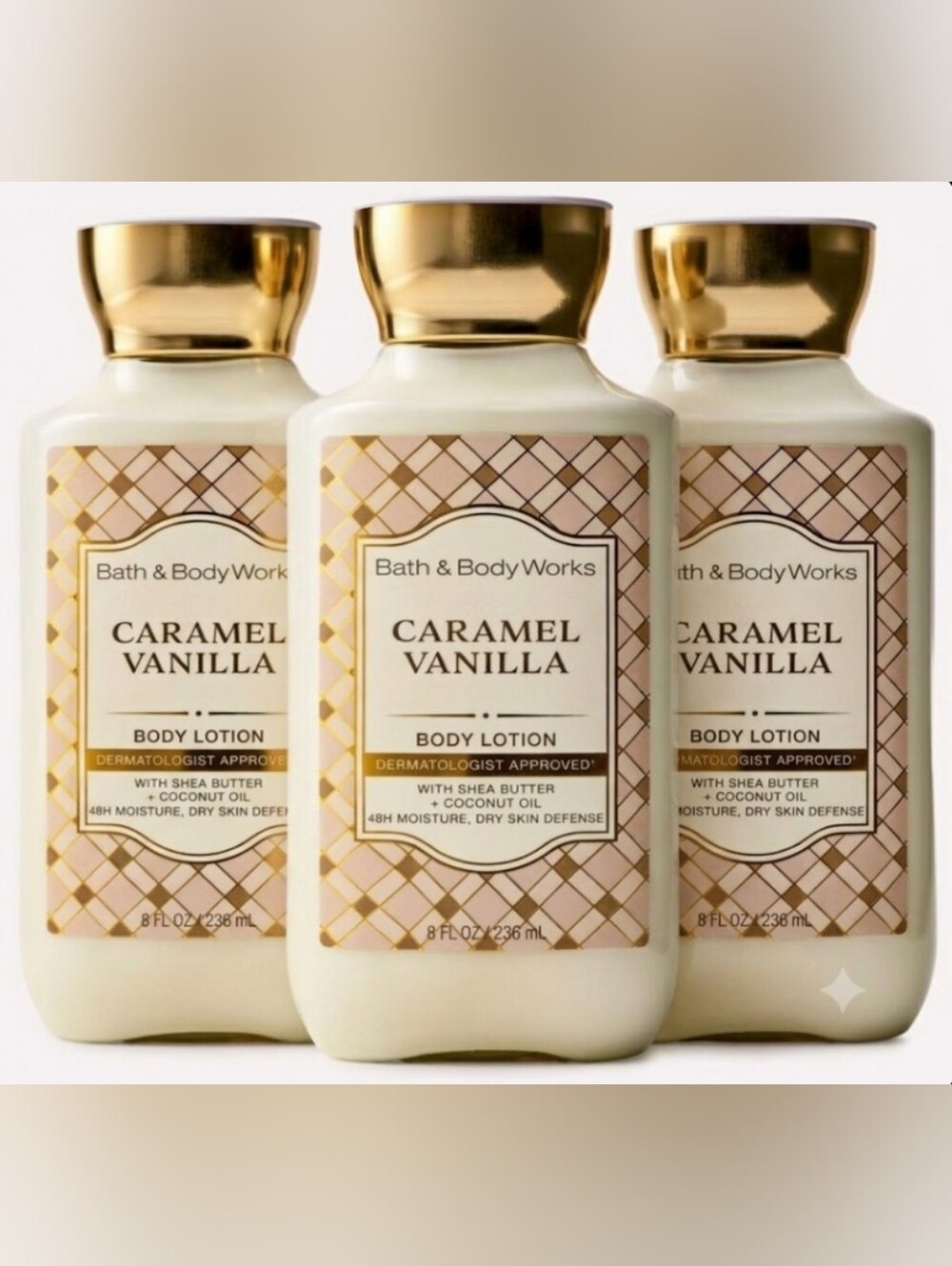 Bath & Body Works Caramel Vanilla Body Lotion - White & Gold